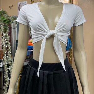 White Tie-Front Crop Top